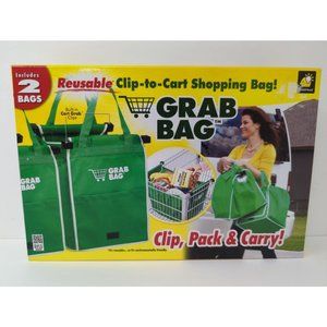 Grab Bag Set Of 2 Shopping Bag Clip To Cart Reusable Pack And Carry